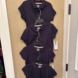 IZOD Girls Short Sleeve School Uniform Navy Polo shirts (4 shirts)